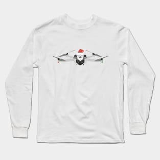 Festive DJI Mini 3 Pro Santa hat with beard Long Sleeve T-Shirt